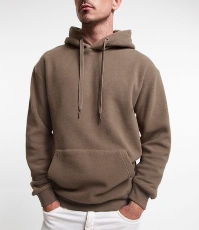 Buzo Cerrado en Fleece con Capucha y Bolsillo Canguro 5