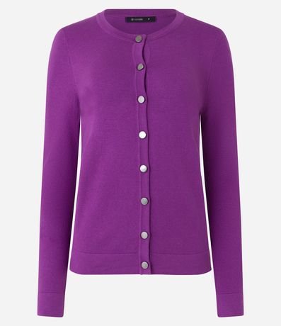 Cardigan Básico en Punto con Abotonado Delantero 6