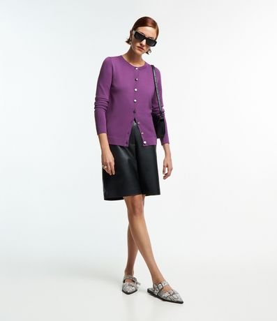 Cardigan Básico en Punto con Abotonado Delantero 2