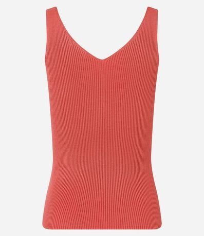 Blusa Musculosa en Punto Acanalado con Escote V 9