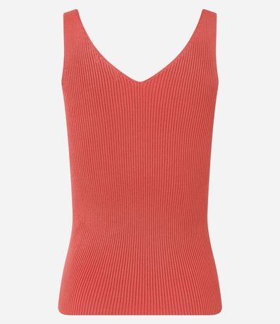 Blusa Musculosa en Punto Acanalado con Escote V 10