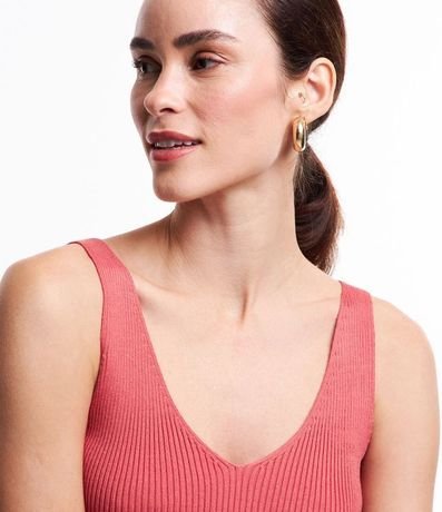 Blusa Musculosa en Punto Acanalado con Escote V 4