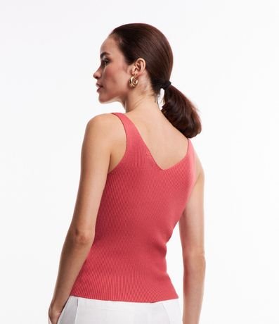 Blusa Musculosa en Punto Acanalado con Escote V 6