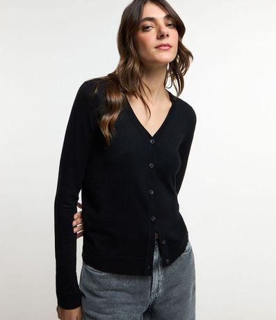 Cardigan en Viscosa con Cierre en Botones