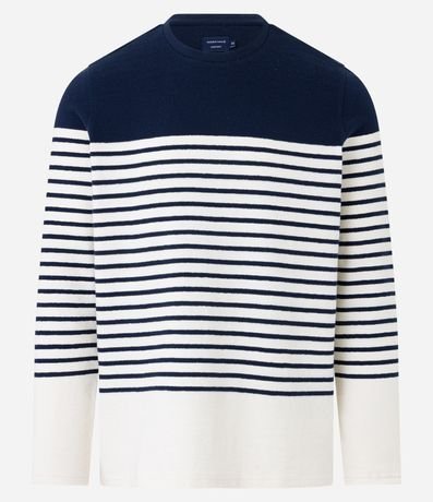 Remera en Algodón con Estampado Rayado y Bloques de Color 6