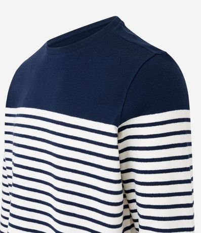 Remera en Algodón con Estampado Rayado y Bloques de Color 7