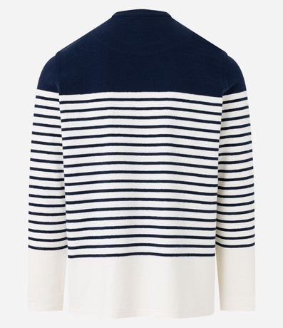 Remera en Algodón con Estampado Rayado y Bloques de Color 8