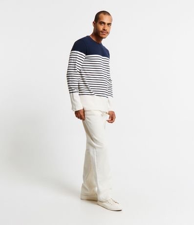 Remera en Algodón con Estampado Rayado y Bloques de Color 2