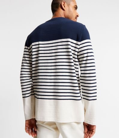 Remera en Algodón con Estampado Rayado y Bloques de Color 4