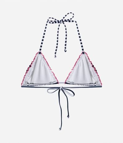 Bikini Top Triangular Fruncido en Poliamida con Borde Ondulado y Estampa Rayada 6