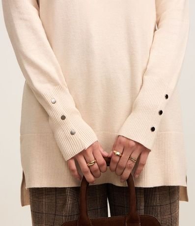 Suéter de Punto Texturizado con Cuello Alto y Botones en el Puño 3