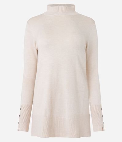 Suéter de Punto Texturizado con Cuello Alto y Botones en el Puño 5