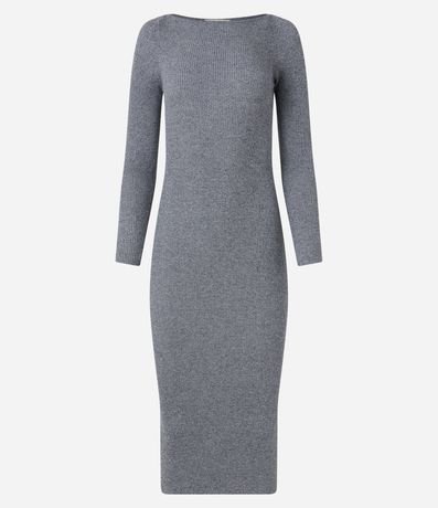 Vestido Midi de Punto Ajustado y con Cuello Barco 8