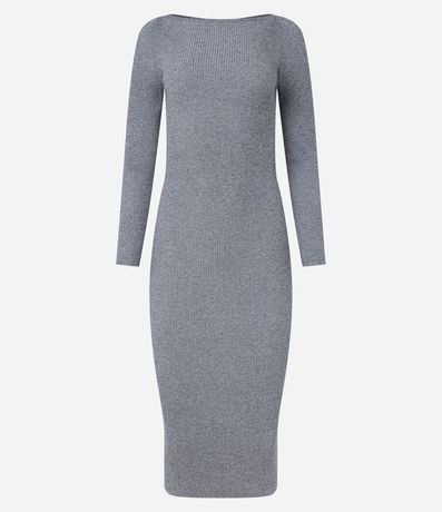 Vestido Midi de Punto Ajustado y con Cuello Barco 6