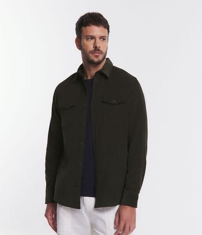 Camisa en Terciopelo con Bolsillos Delanteros