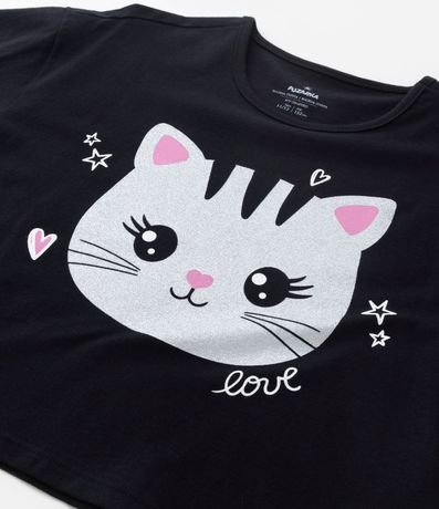 Remera Cropped Infantil con Estampa de Gatito Love - Talle 5 a 14 años 3