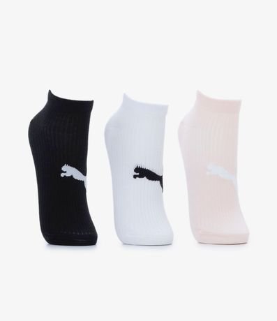Kit 03 Medias Caña Corta en Algodón con Textura Acanalada Puma 2