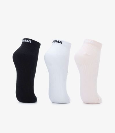 Kit 03 Medias Caña Corta en Algodón con Textura Acanalada Puma 3