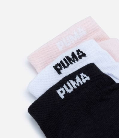 Kit 03 Medias Caña Corta en Algodón con Textura Acanalada Puma 4