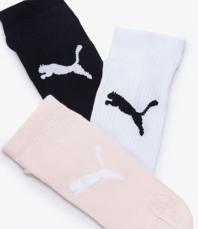 Kit 03 Medias Caña Corta en Algodón con Textura Acanalada Puma 5