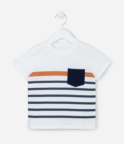 Remera Infantil en Media Malla Rayada y con Bolsillo - Talle 1 a 5 años