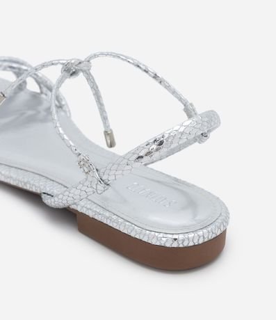 Sandalia Plana Metalizada con Tiras Nudo y Lazo 4