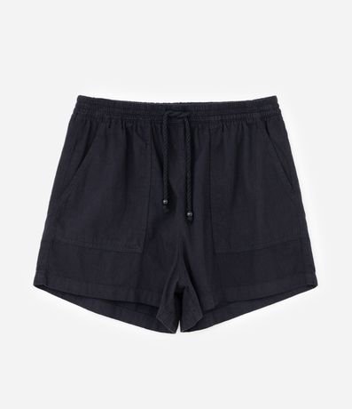 Short Comfy en Sarga con Lazo en la Cintura y Bolsillos Curve & Plus Size 5