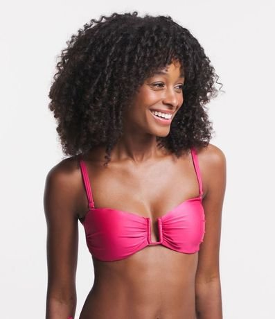 Bikini Top Bandeau en Poliamida con Detalle Metálico y Bretel Desmontable 1