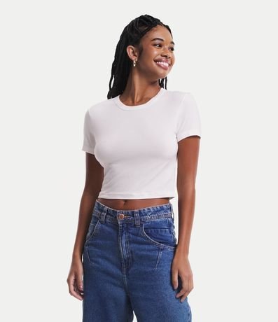 Blusa Cropped Básica en Viscosa con Manga Corta