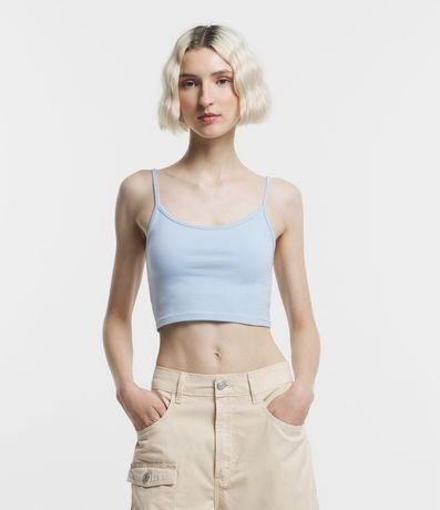 Blusa Musculosa Cropped en Algodón con Breteles Finos