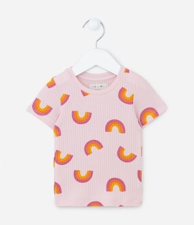 Blusa Infantil Acanalada con Estampa de Arcoíris - Talle 1 a 5 años 1