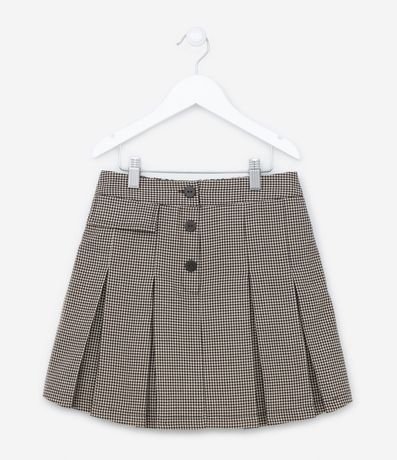 Pollera Infantil en Tricolina con Estampado de Cuadros - Talle 5 a 14 años