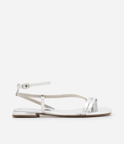 Sandalia Plana con Detalles de Strass