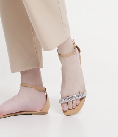 Sandalia Plana con Tiras de Strass y Espejos 2