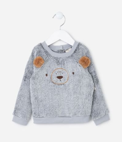 Buzo Infantil en Fleece con Bordado Cara de Oso - Talle 0 a 18 meses