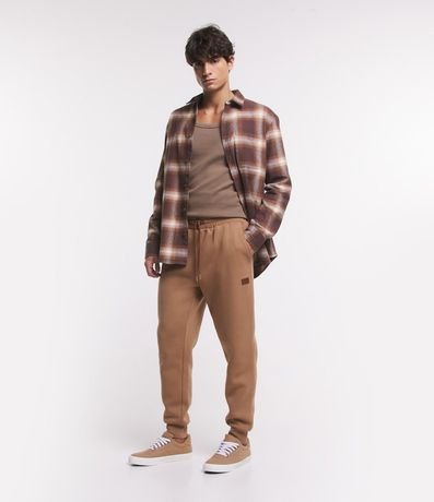 Pantalón en Algodón con Cintura Elástica y Bajo Ajustada