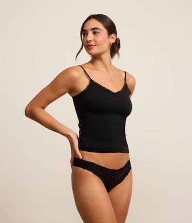 Musculosa con Breteles Finos sin Costura y con Encaje
