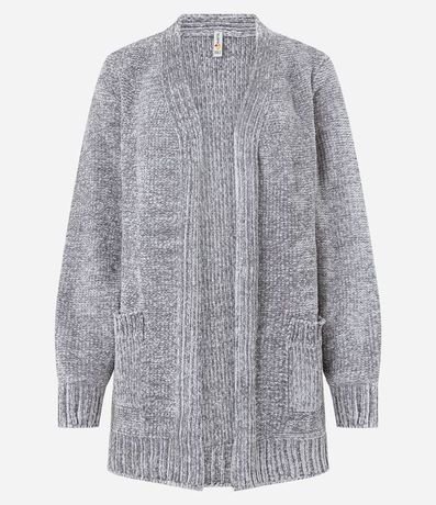 Campera Abierta AlargadA en Chenille Acanelado con Bolsillos 6