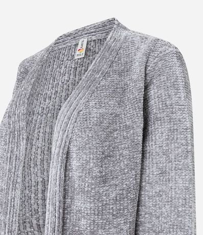 Campera Abierta AlargadA en Chenille Acanelado con Bolsillos 7