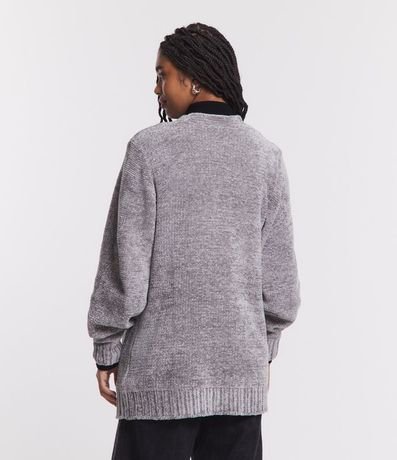 Campera Abierta AlargadA en Chenille Acanelado con Bolsillos 3