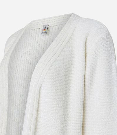 Campera Abierta AlargadA en Chenille Acanelado con Bolsillos 7