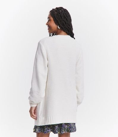 Campera Abierta AlargadA en Chenille Acanelado con Bolsillos 3