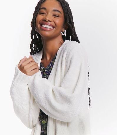 Campera Abierta AlargadA en Chenille Acanelado con Bolsillos 4