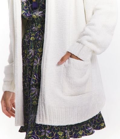 Campera Abierta AlargadA en Chenille Acanelado con Bolsillos 5