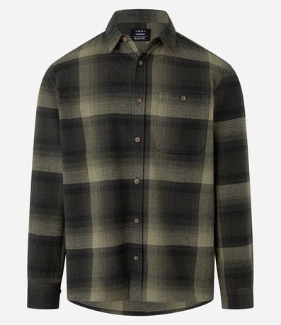 Camisa Regular en Algodón de Cuadros con Bolsillo y Manga Larga 6