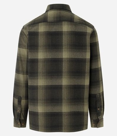 Camisa Regular en Algodón de Cuadros con Bolsillo y Manga Larga 8