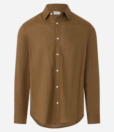 Camisa Comfort Básica en Lino Manga Larga 7