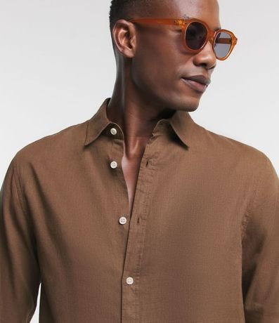 Camisa Comfort Básica en Lino Manga Larga 3