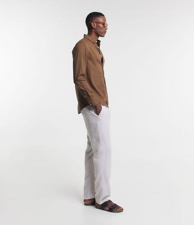 Camisa Comfort Básica en Lino Manga Larga 4