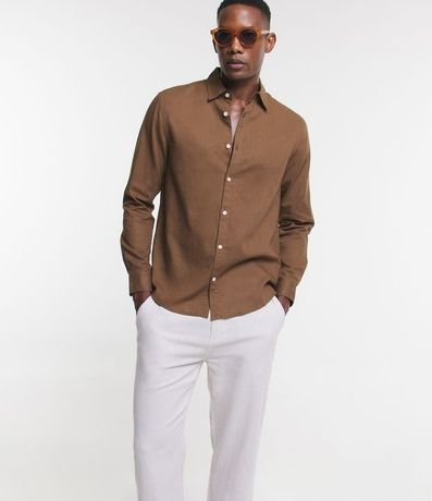 Camisa Comfort Básica en Lino Manga Larga 6